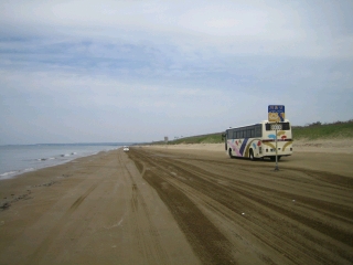 全国でも珍しい砂浜道路が約8km続きます