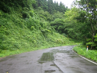 石崎松前林道　しばらくは舗装路が続く